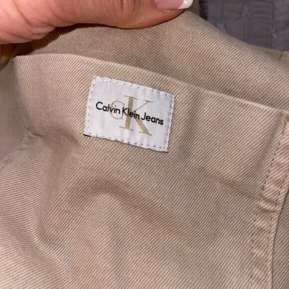 Calvin Klein Womens Overalls Vest Set Beige Size Large Cuffed Shorts Bib Y2K - Picture 8 of 15